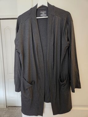 Live 2 Lounge Open-Front Charcoal Gray Women's Cardigan
